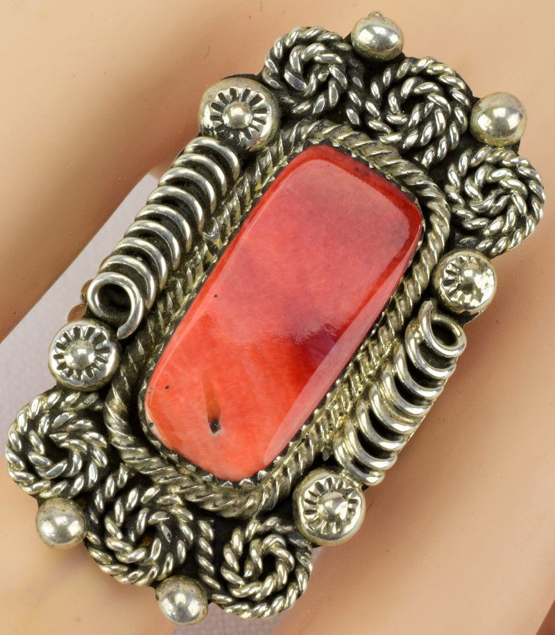 Native American Sterling Silver Spiny Oyster Ring (1 of 4)