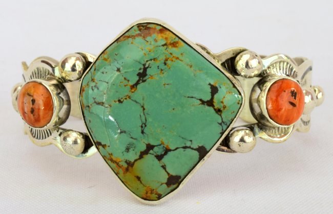 Navajo Sterling Turquoise Cuff Bracelet (1 of 4)