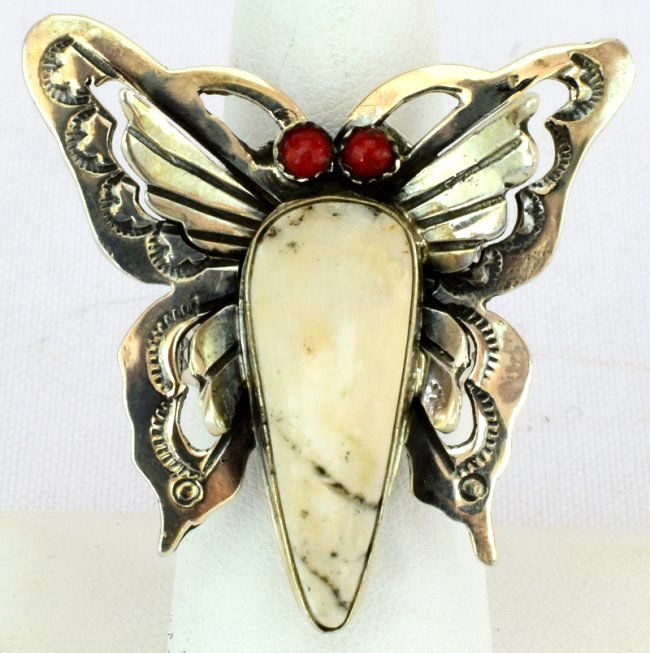 Navajo Sterling Silver White Buffalo Turquoise Ring (1 of 4)