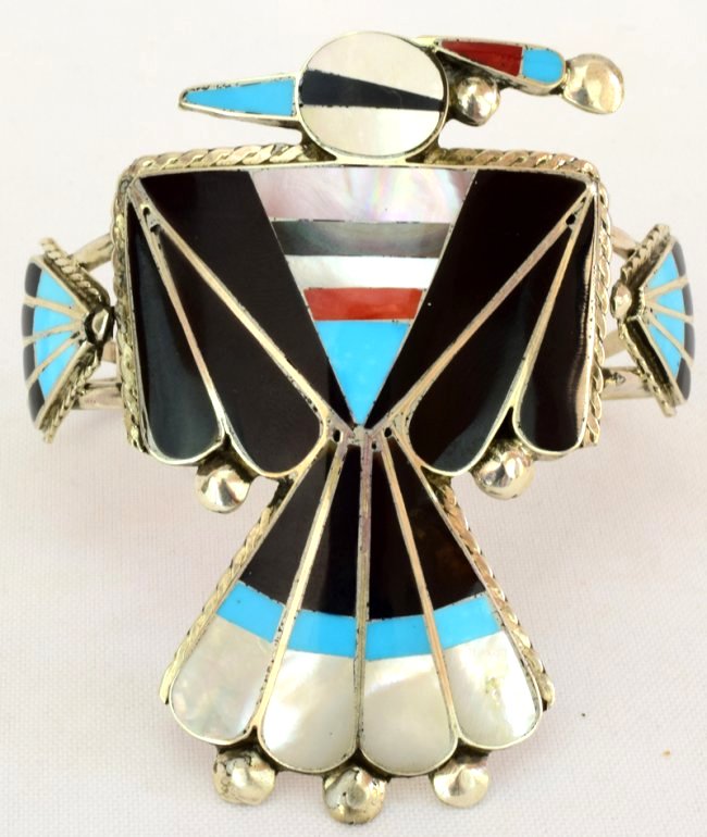 Sterling Zuni Inlay Thunderbird Cuff - Delgar Cellecion (1 of 5)