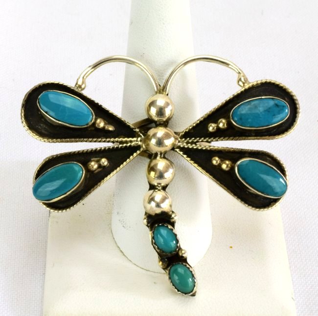 Navajo Sterling Silver Turquoise Dragonfly Ring (1 of 5)