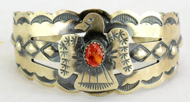 Native American Sterling Thunderbird Cuff Bracelet (1 of 4)