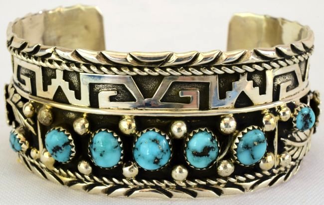 Sterling Silver Hopi Turquoise Cuff Bracelet (1 of 4)