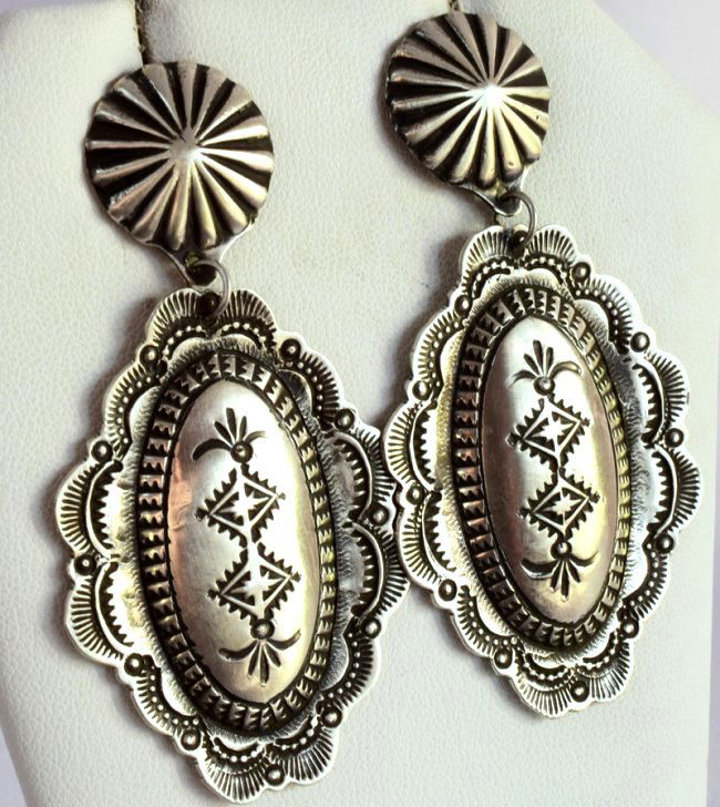 Navajo Sterling Repousse Earrings - V. Platero (1 of 4)