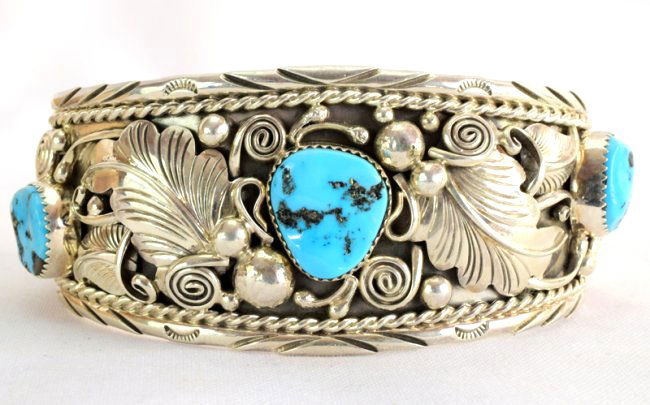 Navajo Big Men's Turquoise Sterling Cuff Bracelet (1 of 6)