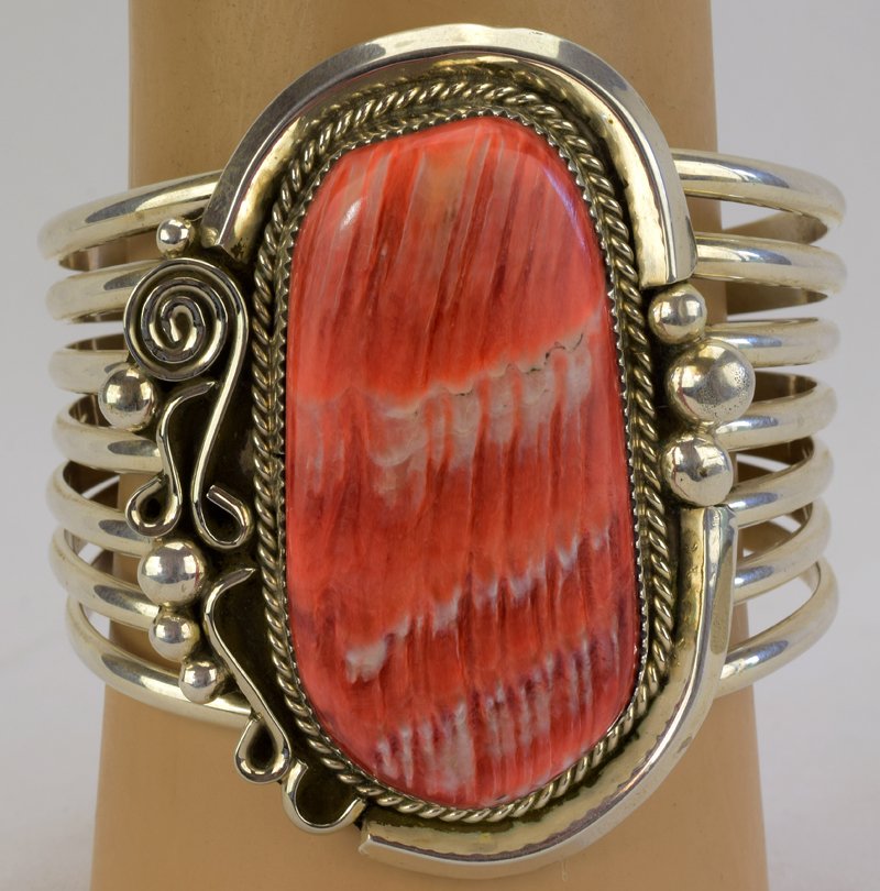 Native American Sterling Huge Spiny Oyster Cuff Bracele (1 of 4)