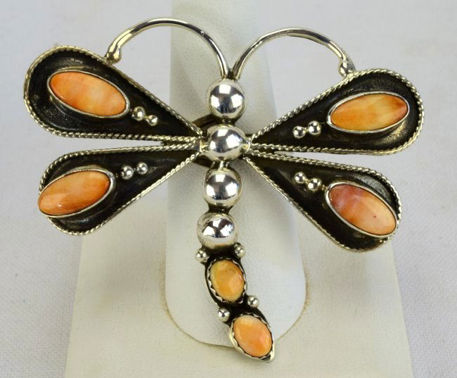 Native American Sterling Spiny Oyster Butterfly Ring (1 of 4)