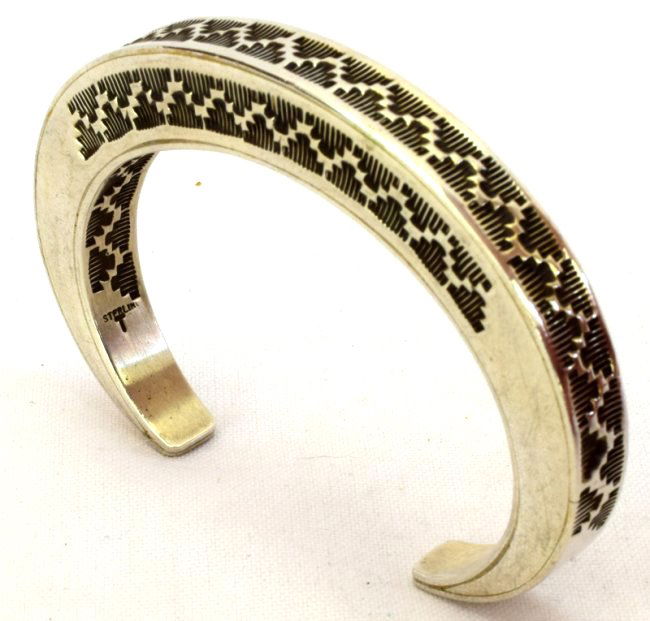 Vintage Sterling Silver Stamped Stack Bracelet-Tahe (1 of 4)