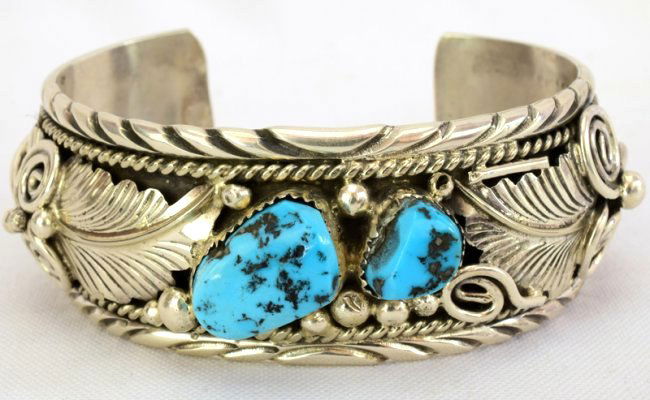 Navajo Sterling Silver Turquoise Cuff Bracelet (1 of 4)