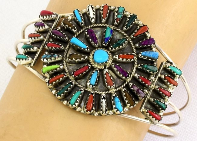 Navajo Sterling Silver Multi-Stone Cuff Bracelet (1 of 5)