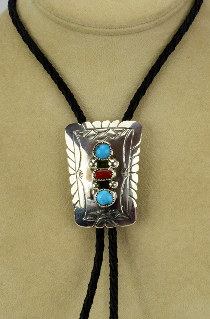 Native American Sterling Silver Bolo Tie (1 of 6)