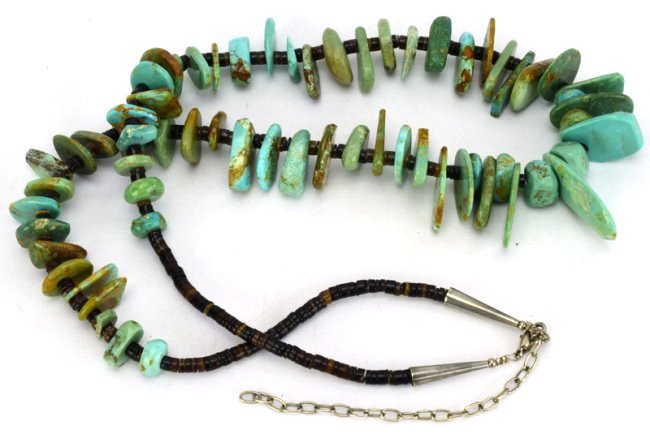 Navajo Old Pawn Turquoise & Heishi Bead Long Necklace (1 of 4)