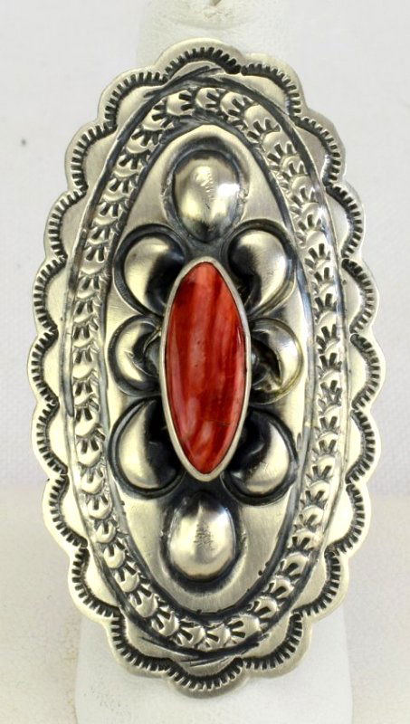 Navajo Sterling Silver Repousse Concho Style Ring (1 of 4)