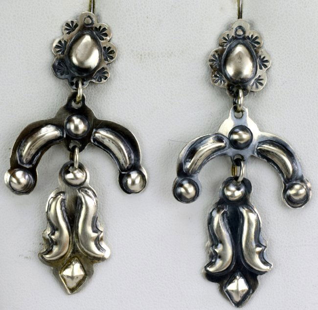 Native American Sterling Repousse Earrings (1 of 3)