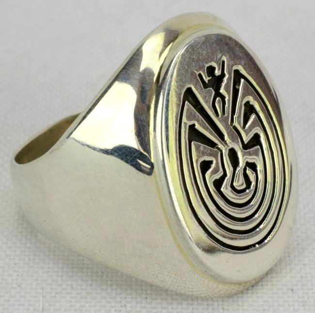 Hopi Sterling Silver Man in a Maze Ring (1 of 4)