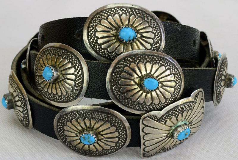 Navajo Old Pawn Sterling Silver Concho belt or Hat Band (1 of 5)