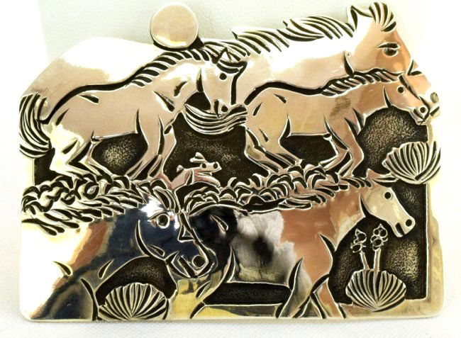Navajo Sterling Story Teller Belt Buckle - Lloyd Becent (1 of 4)