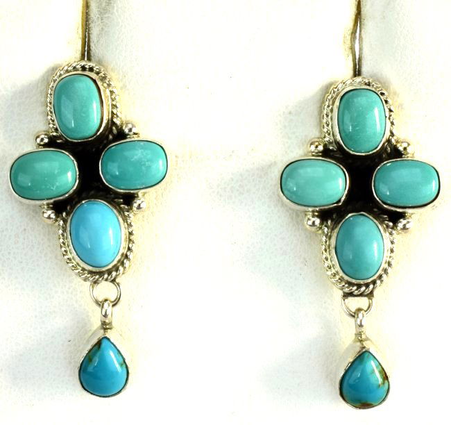 Native American Sterling Silver Turquoise Earrings (1 of 4)