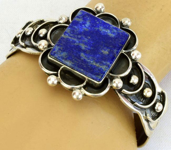 Native American Sterling Silver Lapis Cuff Bracelet (1 of 5)