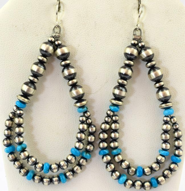 Native American Sterling Navajo Pearl Hoop Earrings (1 of 3)