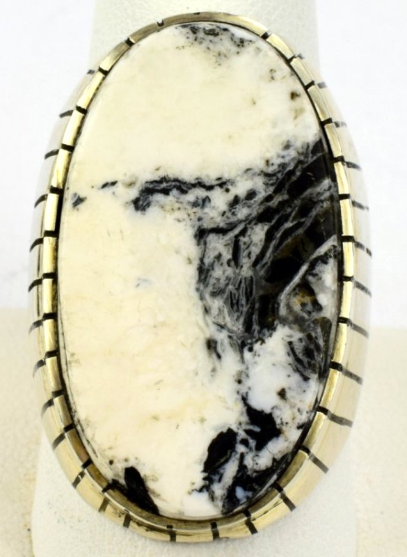 Navajo Sterling White Buffalo Turquoise Men's Ring (1 of 4)