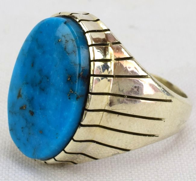 Navajo Sterling Silver Turquoise Men's Ring (1 of 4)