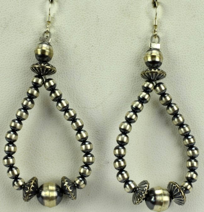 Sterling Navajo Bench Bead Earrings (1 of 4)