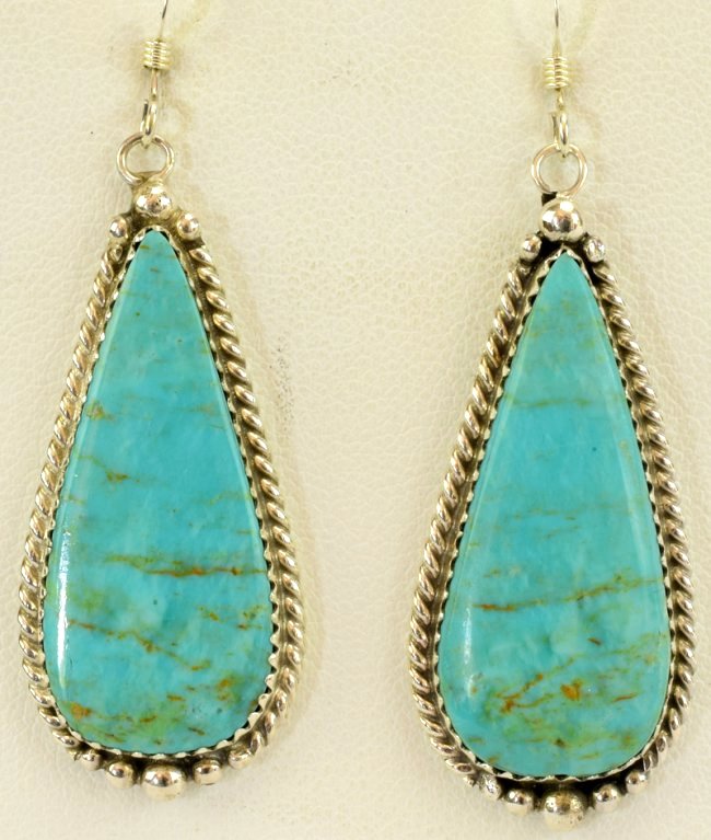 Virginia Becenti Sterling Turquoise Dangle Earrings (1 of 4)