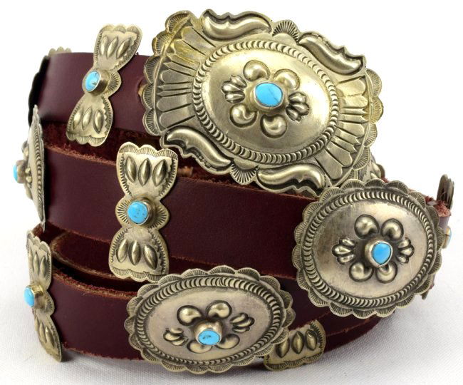 Eugene Charley, Navajo Sterling Concho Belt w/Turquoise (1 of 4)