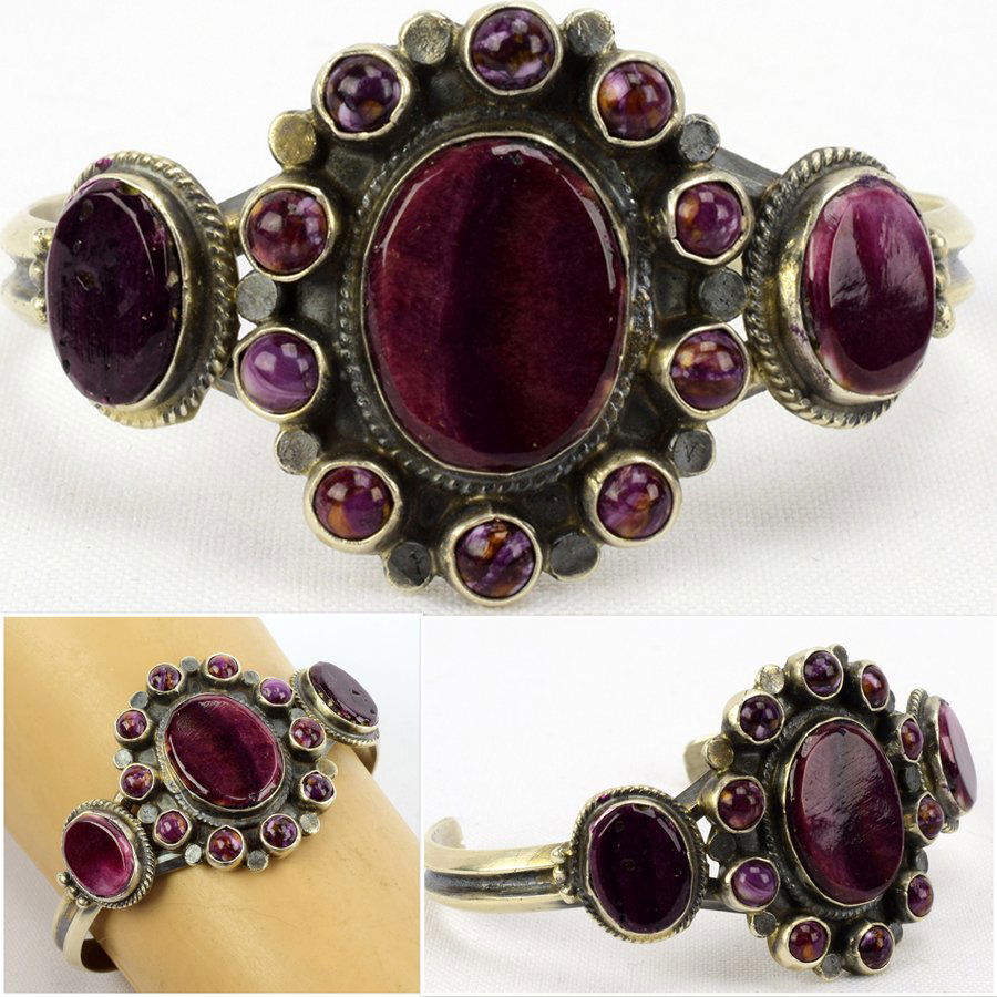 Dean Brown Sterling Purple Spiny Oyster Cuff Bracelet (1 of 6)