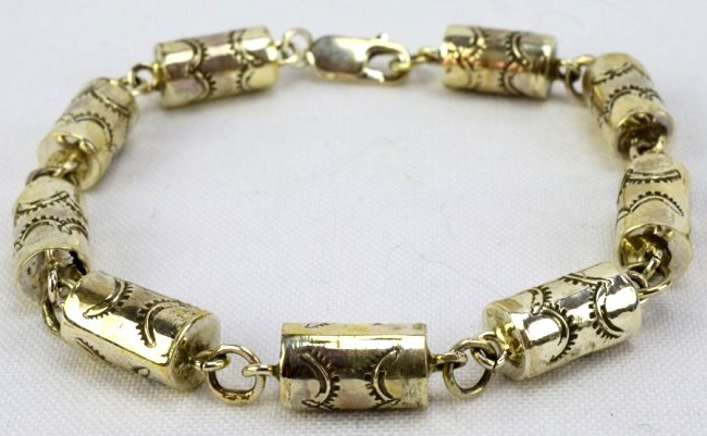 Navajo Sterling Barrel Link Bracelet - 8.75 inches (1 of 3)