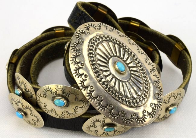 Navajo Old Pawn Sterling Silver Concho Belt (1 of 4)