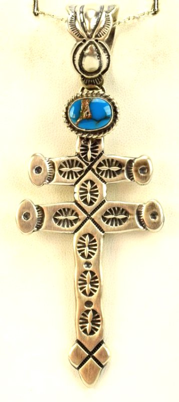 Navajo Sterling Isleta Cross Pendant - Russell Sam (1 of 4)