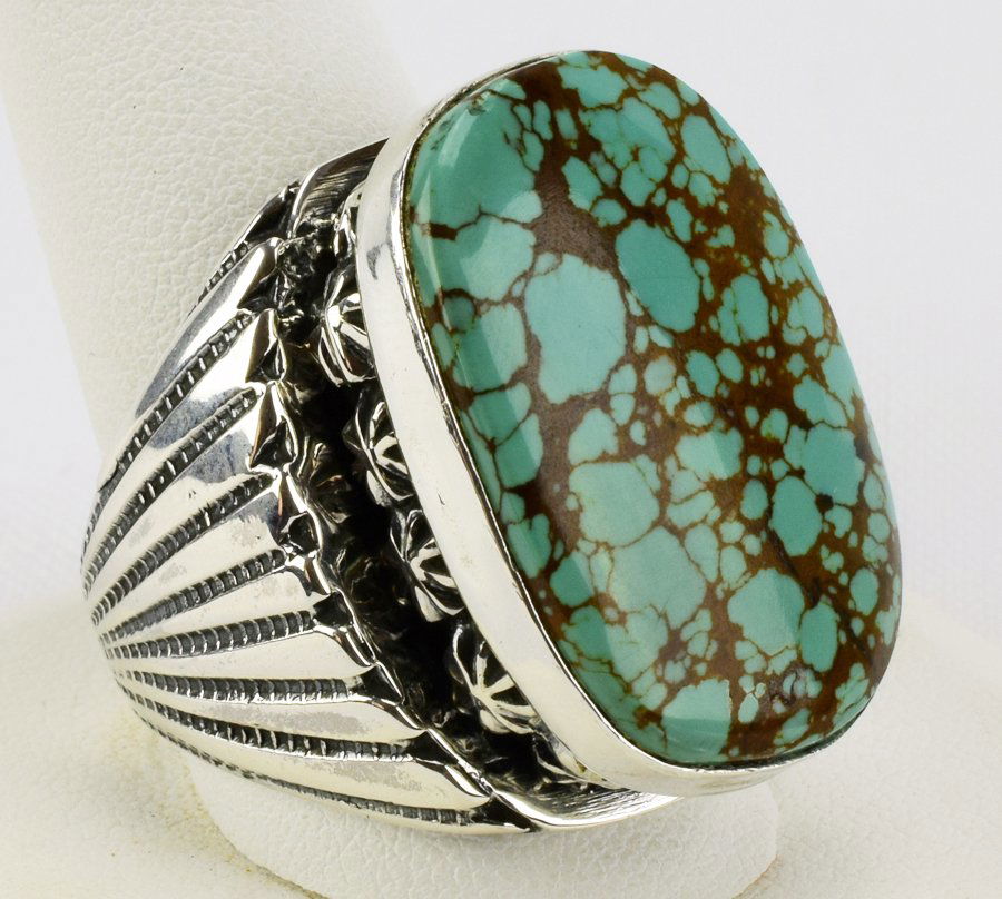 Edookie Sterling Heavy Men's Turquoise Ring (1 of 5)