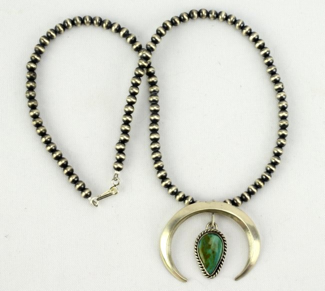 Navajo Sterling Naja Pendant Necklace w/Turquoise (1 of 4)