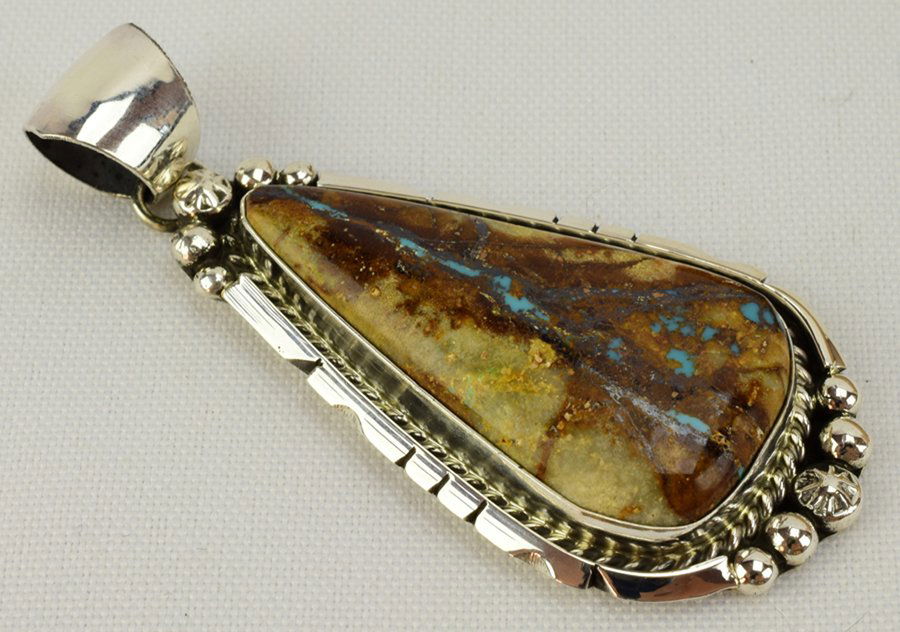 Augustine Largo Navajo Boulder Turquoise Pendant (1 of 4)