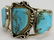 Navajo Sterling Large 3 Stone Turquoise Bracelet - 2