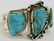 Navajo Sterling Large 3 Stone Turquoise Bracelet - 3