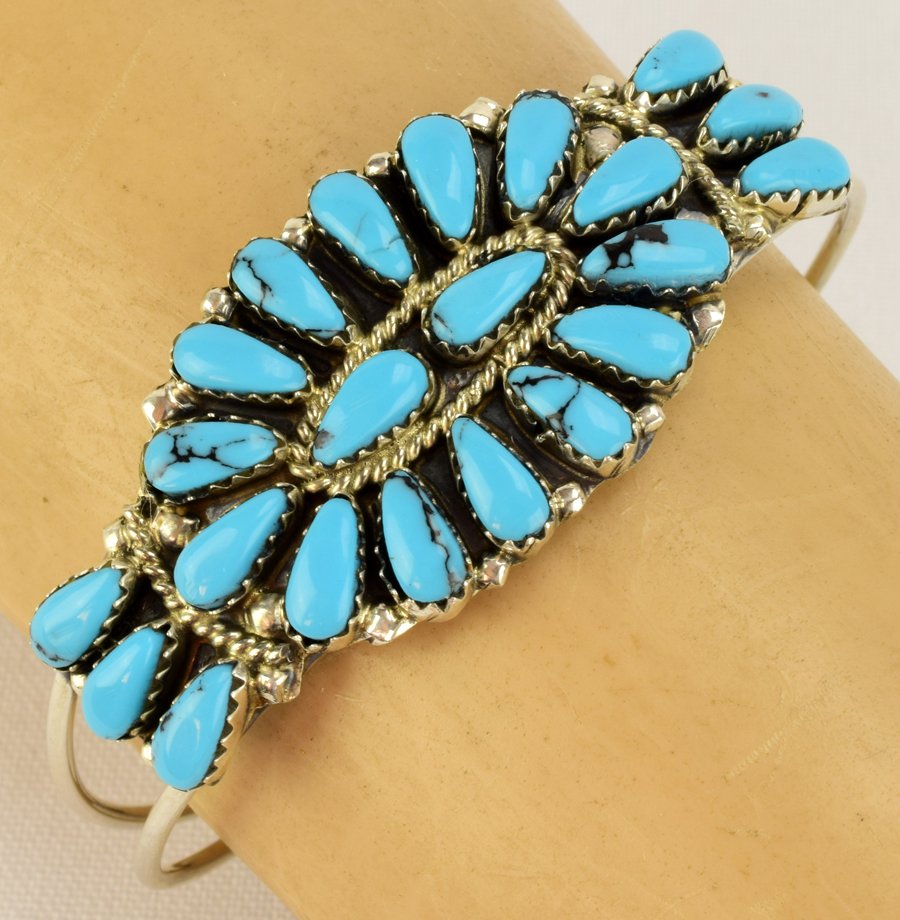 Navajo Sterling Silver Cluster Cuff Bracelet (1 of 5)