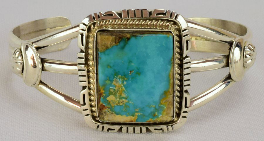 Robert Shakey Sterling Turquoise Cuff Bracelet (1 of 5)