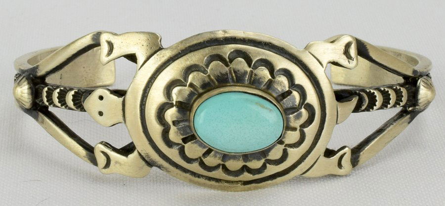 Curtis Johnson Sterling Turquoise Turtle Braclet (1 of 4)