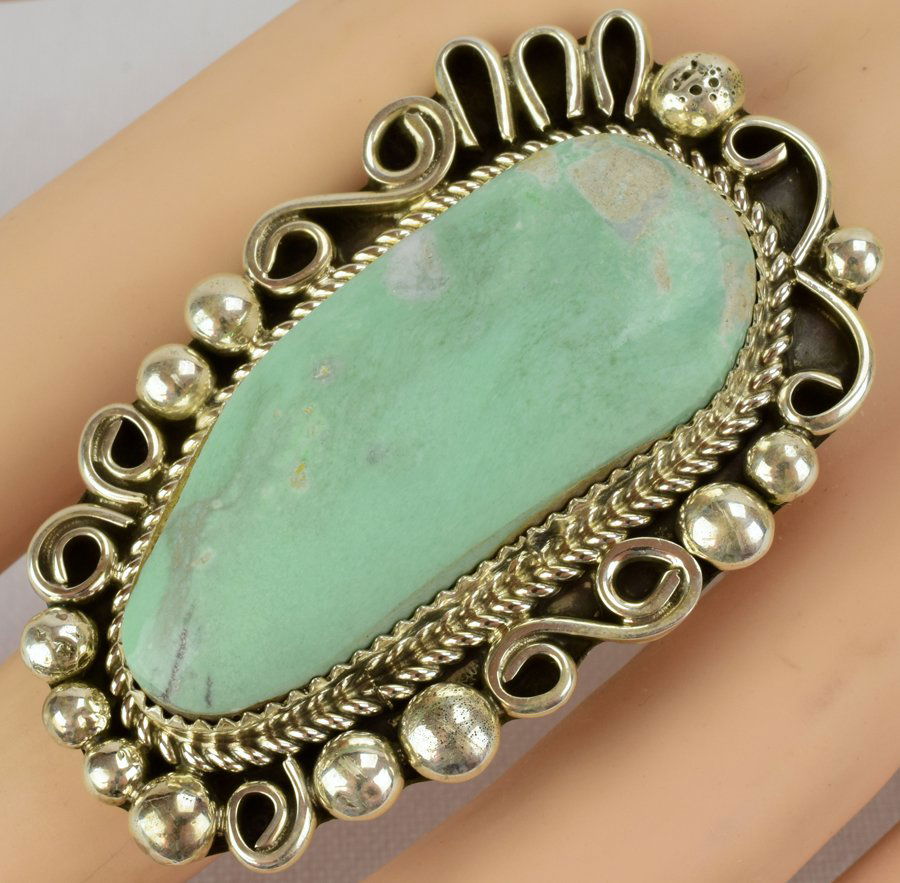 Leslie Nez Sterling Royston Turquoise Large Ring (1 of 5)