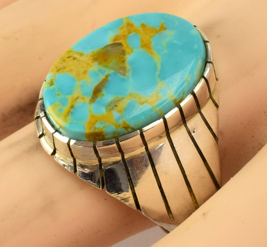 Navajo Sterling Silver Men's Turquoise Ring (1 of 4)