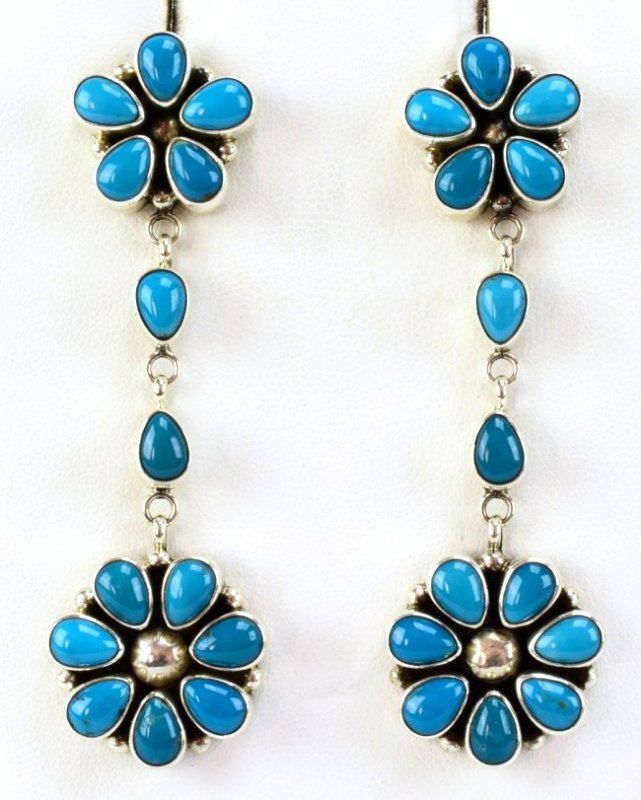 Navajo Sterling Silver Fox Turquoise Earrings (1 of 4)