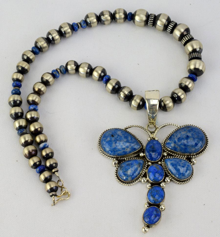 LAPIS DRAGONFLY PENDANT-BENCH BEADS AND LAPIS -G.JAMES (1 of 6)