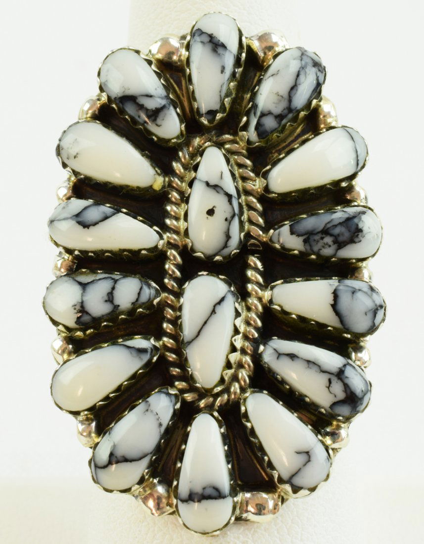 Navajo Sterling White Buffalo Turquoise Ring (1 of 4)