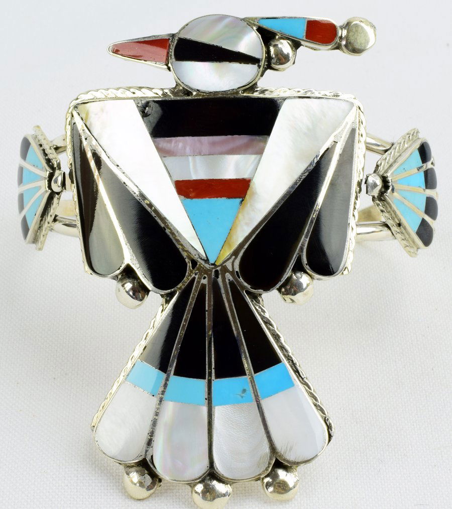 Sterling Zuni Inlay Thunderbird Cuff - Delgar Cellecion (1 of 5)