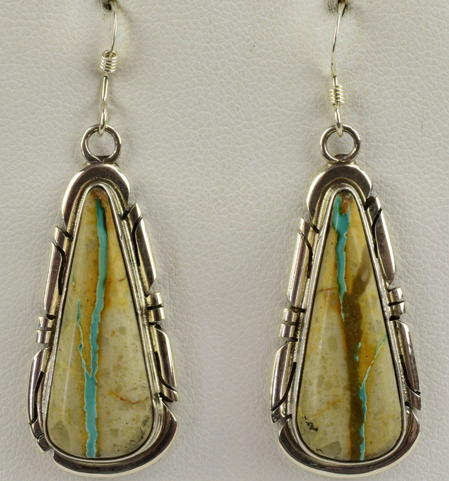 Navajo Elouise Kee Sterling Ribbon Turquoise Earrings (1 of 4)