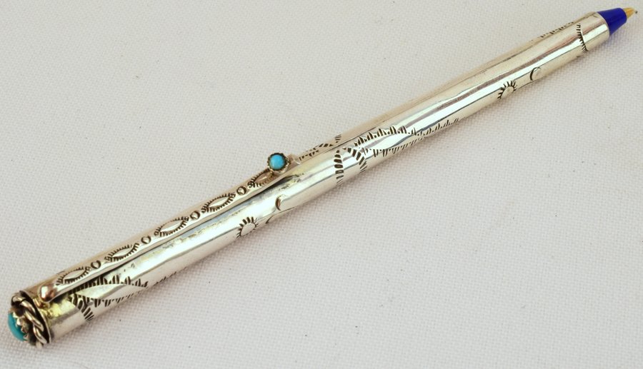 Navajo Sterling Silver Stamped Ink Pen (1 of 4)