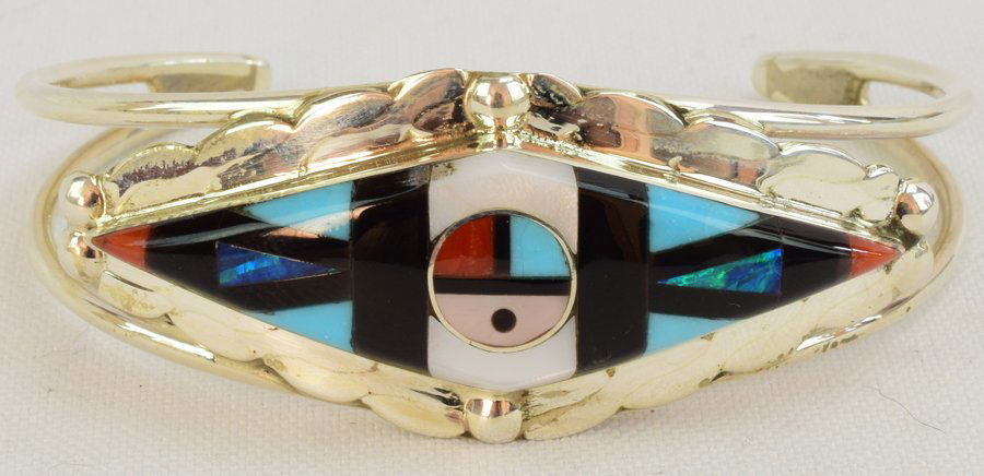 Zuni Sterling Multi-Stone Inlay Cuff Bracelet (1 of 4)